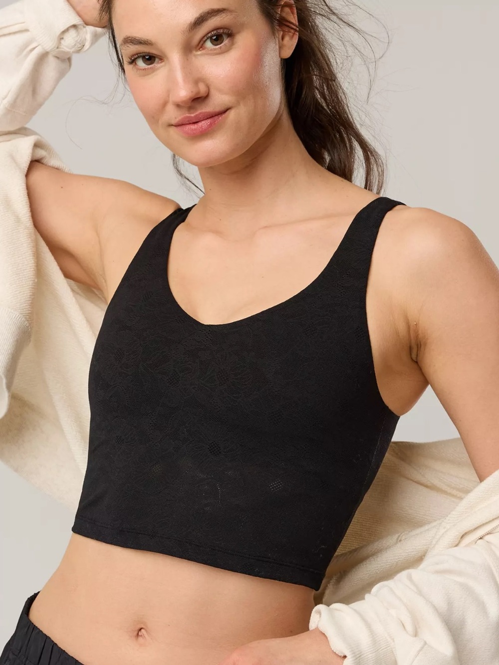 aerie Sz M, Black Lace sports bra